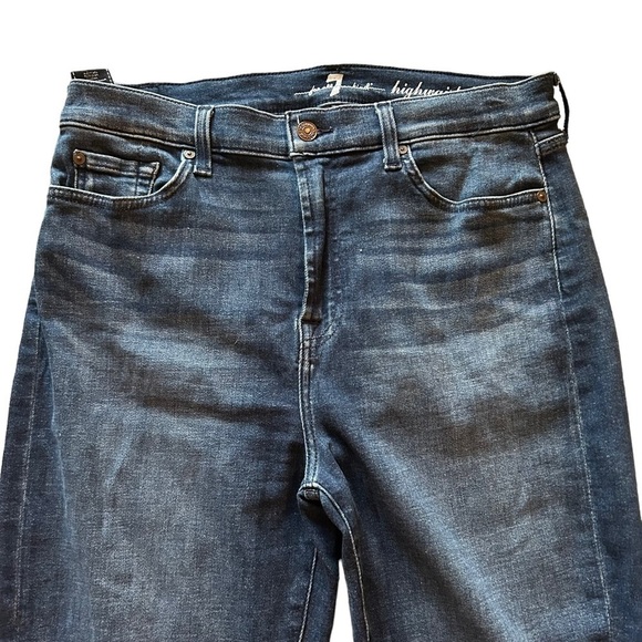 7 For All Mankind Jeans Womens 31 Highwaist Slim Kick Ankle Distressed Raw Hem - Picture 4 of 15
